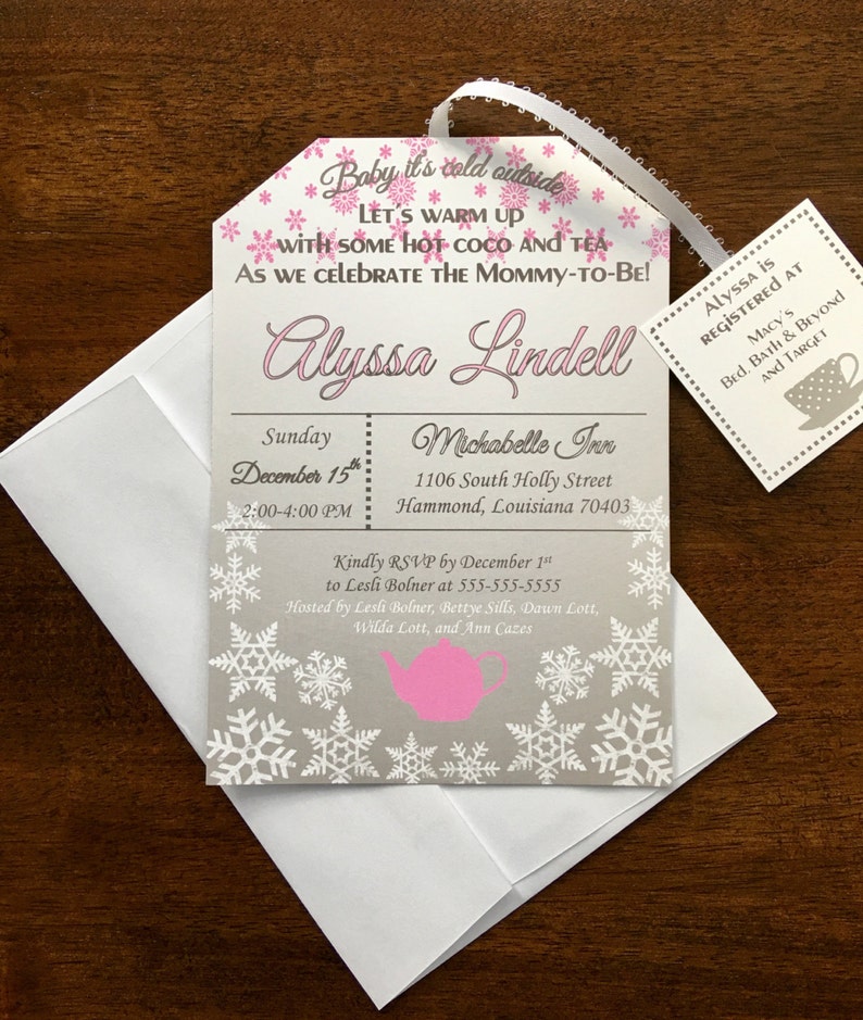 Self Print Winter Tea Party Baby Shower Invitation Hot Cocoa Etsy