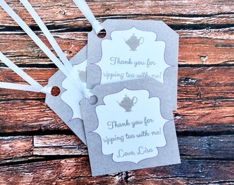 12 Tea Party Thank you/Favor Tags for bridal or baby showers