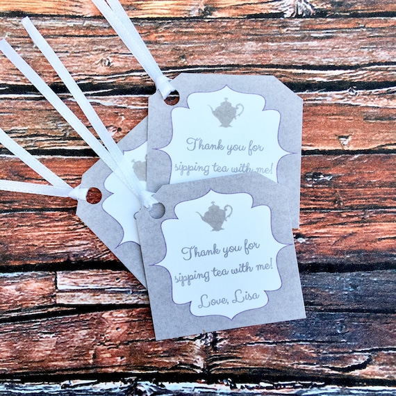 12 Tea Party Thank you/Favor Tags for bridal or baby showers