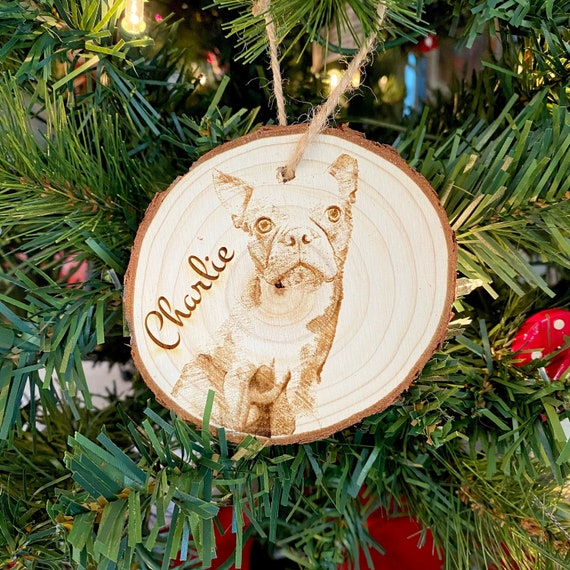 Personalized Pet Ornament - Wood Engraved - Picture Dog Cat Ornament