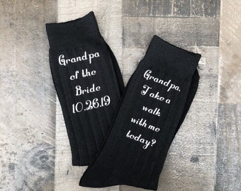 Grandpop of the Bride Socks - Special walk down the isle - Wedding Day Socks - Customizable Saying