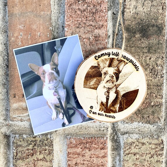 Personalized Engraved Wood Dog Ornament: Pet Memorial Keepsake