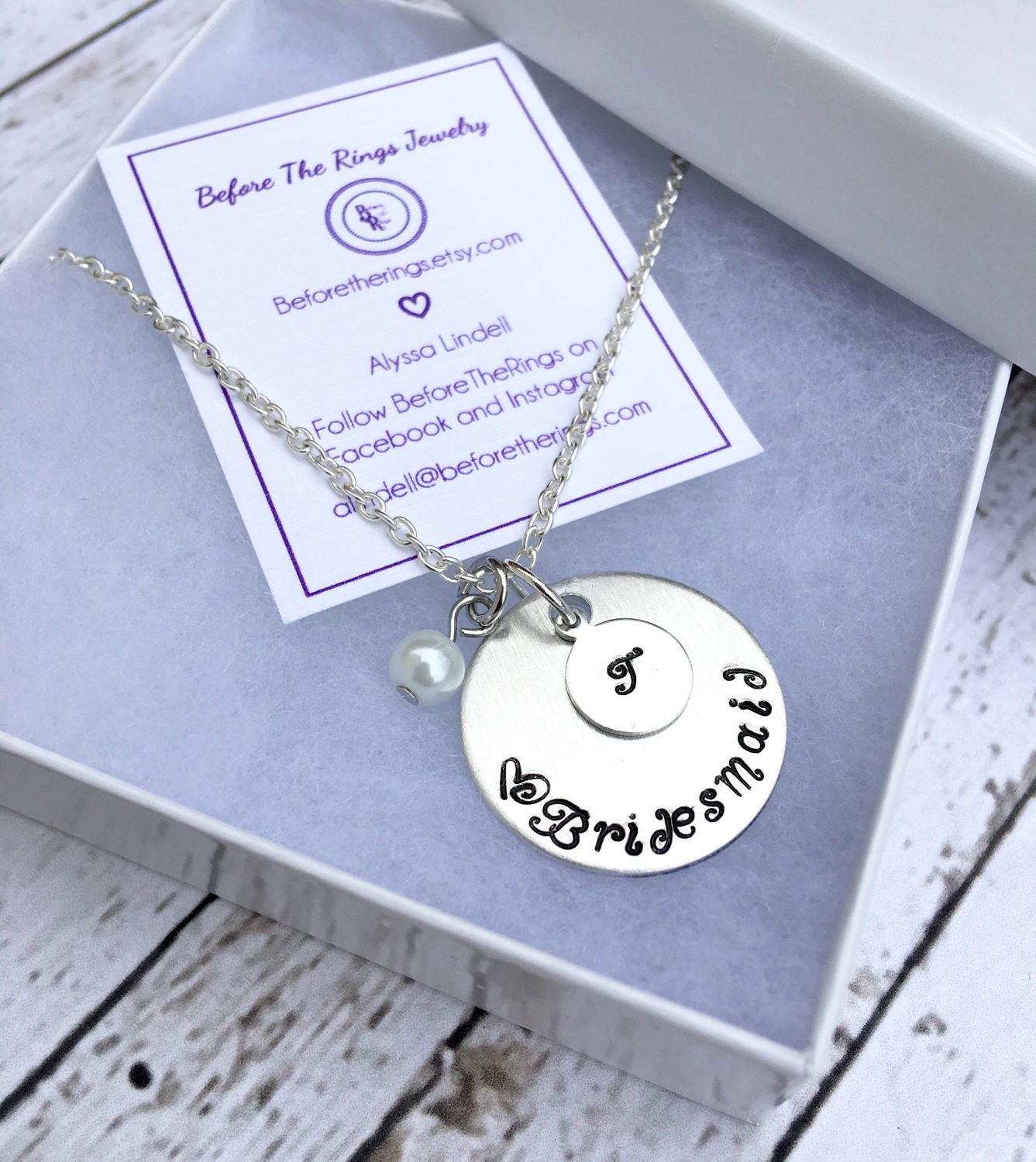 Bridesmaid Stamped Necklace with Initial Proposal Jewelry | Etsy
