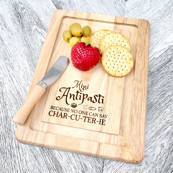 Engraved Mini Antipasto Board with Cheese Knife - Funny Charcuterie Gift