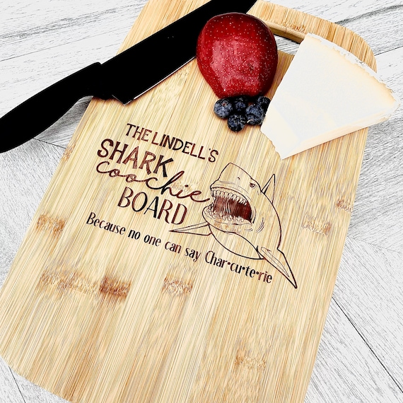 Wood Engraved Shark Coochie Board - Funny Charcuterie Gift