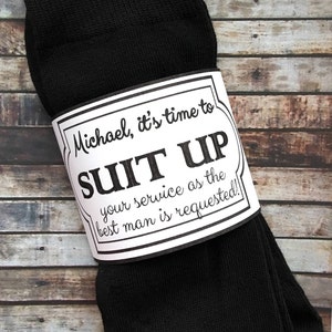 Best man Socks and Sleeves - Will you be my Best man - Best man service requested - Suit up best man socks - best man proposal Bild 1