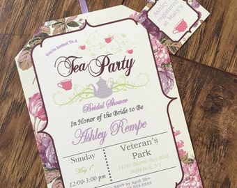 Tea Party Floral Bridal Shower Invitations Vintage