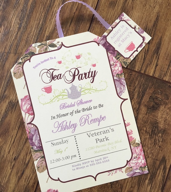 Tea Party Floral Bridal Shower Invitations Vintage