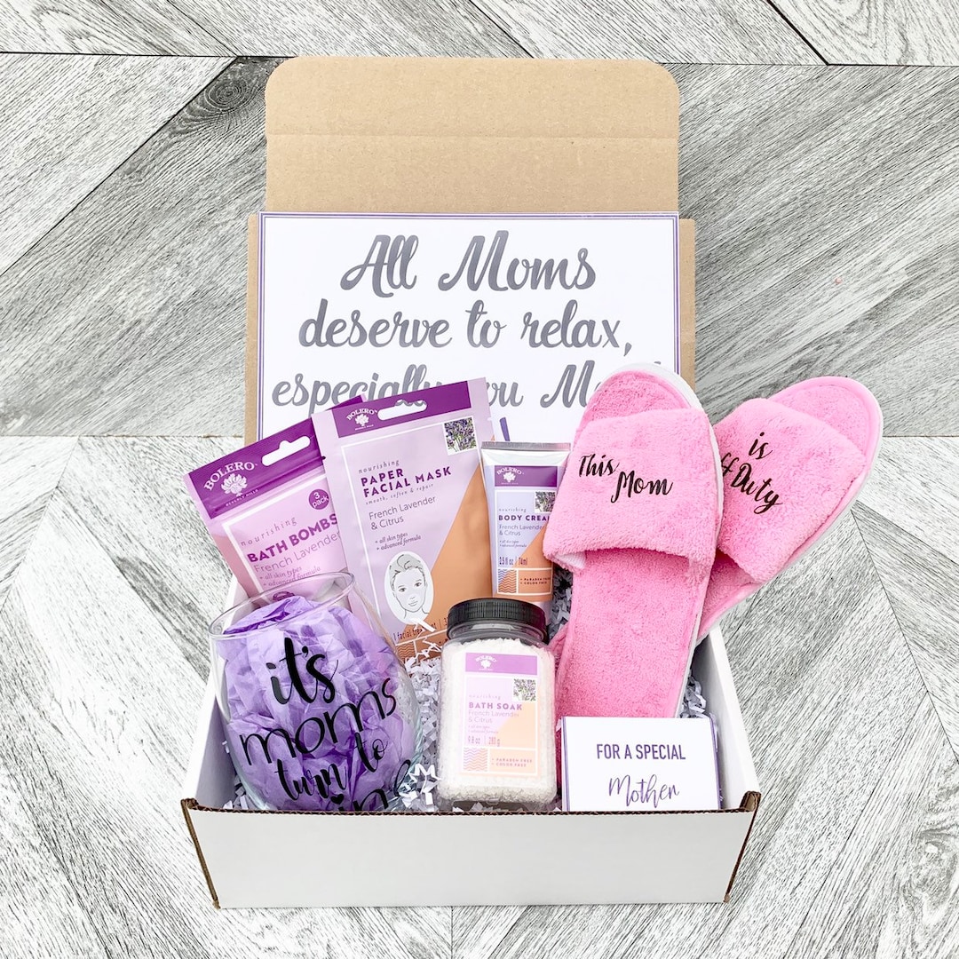 Self Care Gift Basket for Mom: New Mommy Care Package Pampering Gift Set  with Bath Accessories and Natural Skincare Products. Our Spa Day Kit for