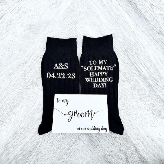 Sole Mates Groom Socks: Personalized Wedding Day Gift