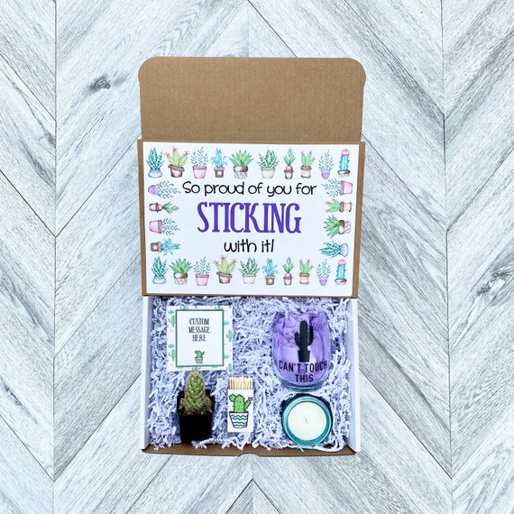 Cactus Gift Box - Sticking with It - Wine Glass or Flask - Candle and matches