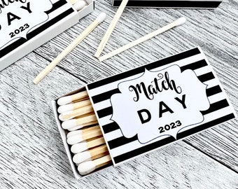 Match Day Favors - Set of 24 - Match Day Celebration - Matchboxes with Match Day and Date