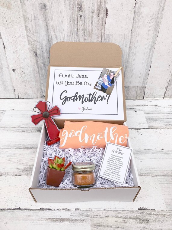 Personalized Godmother Proposal Gift Box: Tank Top, Succulent & Candle