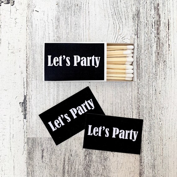 Customizable Matchbox Favor Labels: Black & White Party Decor