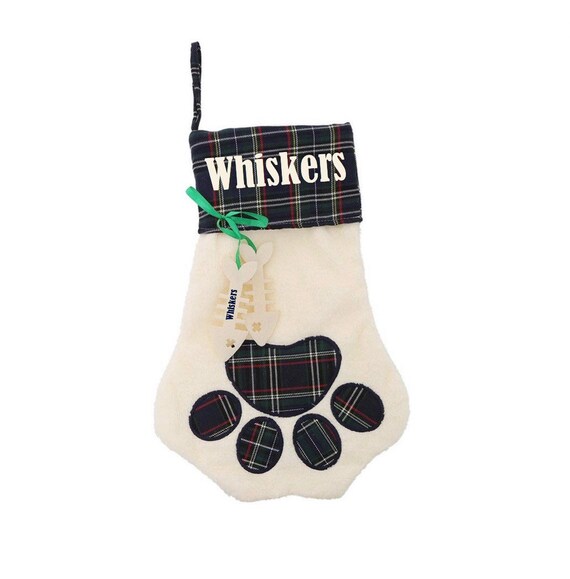 Personalized Cat Christmas Stocking: Paw Print Design