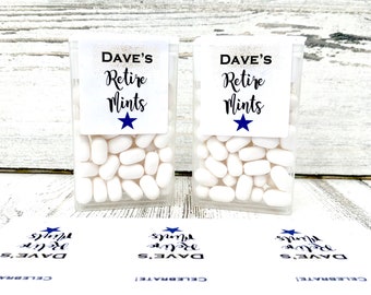 Retiremints Labels - Tic Tac Favors for a Retirement Party - Color Customizable