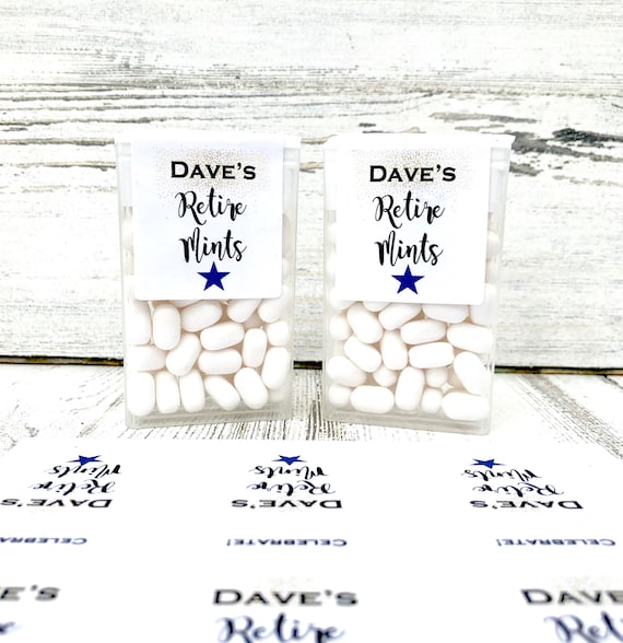Retiremints Labels - Tic Tac Favors for a Retirement Party - Color Customizable