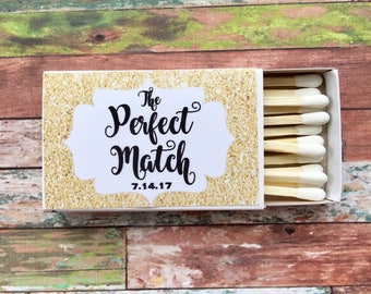 Matchbox Favors - Gold Glitter Favors - The Perfect Match - Match Made in Heaven - Match wedding or shower favors
