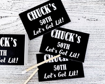 Matches Favor Labels Only  - Birthday Party Favors - Black and White Matchbox Favors - Matchbox Favors - Customizable