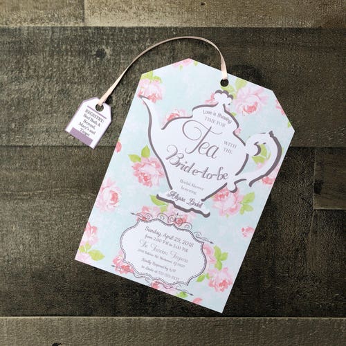 Pink Bridal Shower Tea Party Invitation Tea Party Bridal Etsy