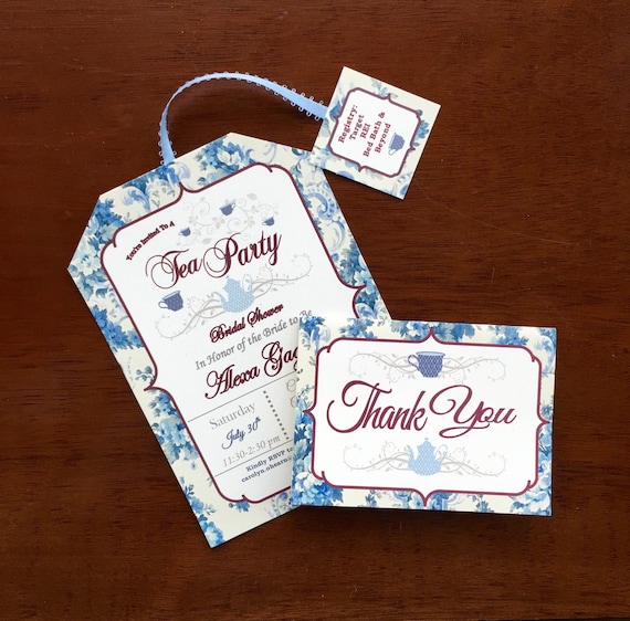 Tea Party Floral Bridal Shower Invitations Vintage