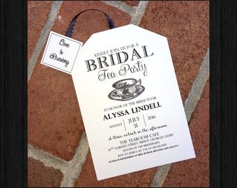 Tea Party Bridal Shower Invitations Black and White