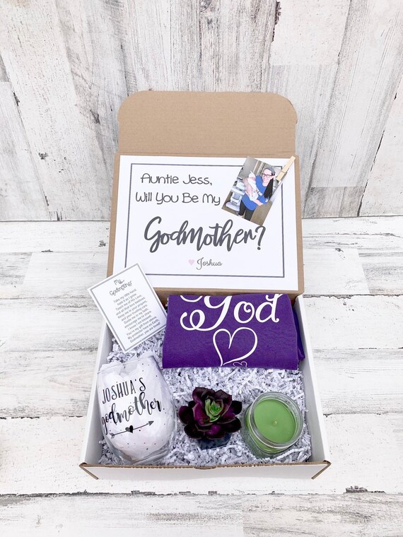 Personalized Godmother Proposal Gift Box: Tank Top, Succulent & Candle