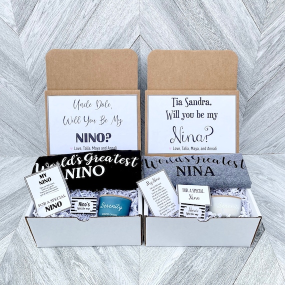 Personalized Nina and Nino Gift Box Set - Will You Be My Nina/Nino