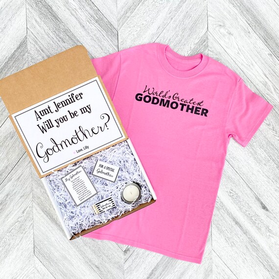 Personalized Godmother Proposal Gift Box: Shirt, Candle & Message