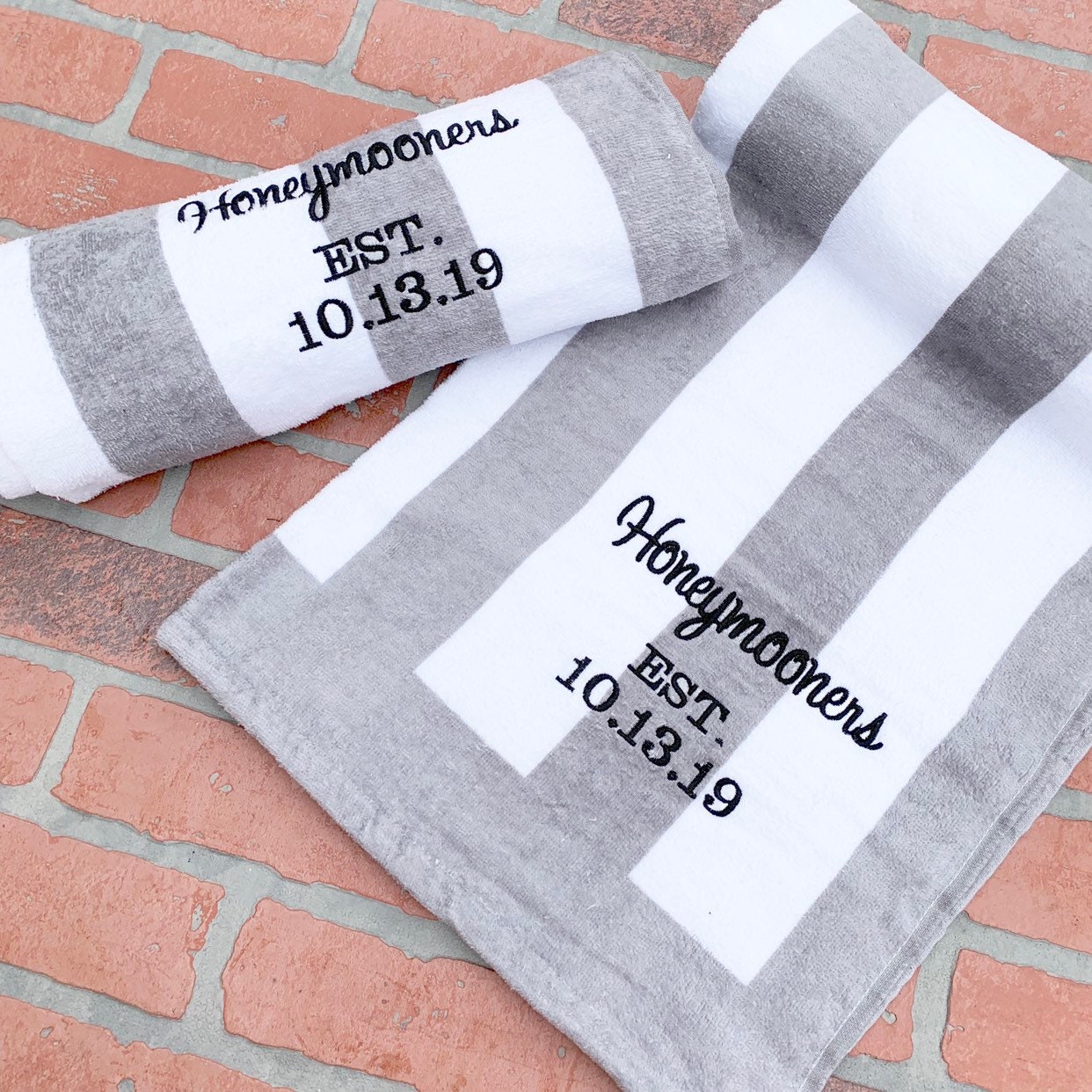 Honeymoon Towels Personalized Beach Towels Honeymooners Wedding Date
