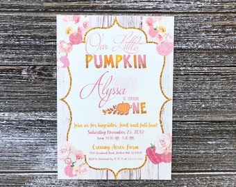 Our little Pumpkin is Turning One - Printed & Shipped - Birthday Invitations with Envelopes