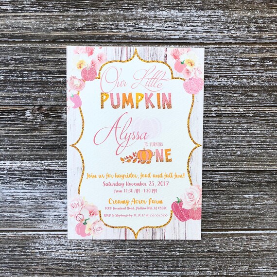 Our little Pumpkin is Turning One - Printed & Shipped - Birthday Invitations with Envelopes
