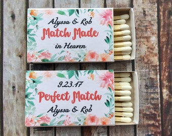 Matches Favor Labels only - Floral Matchbox Favors - The Perfect Match - Match Made in Heaven - Match wedding or shower favors
