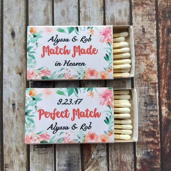 Floral Wedding Matchbox Favor Labels: Customizable Match Made in Heaven
