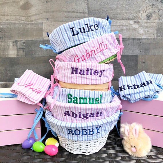 Easter Basket liner Embroidered with name Easter Basket Etsy
