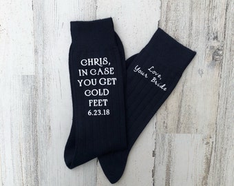 Sole Mates - Babe, In Case You Get Cold Feet Customizable Socks for the Wedding Day - Groom Gift from Bride - Funny Groom Gift