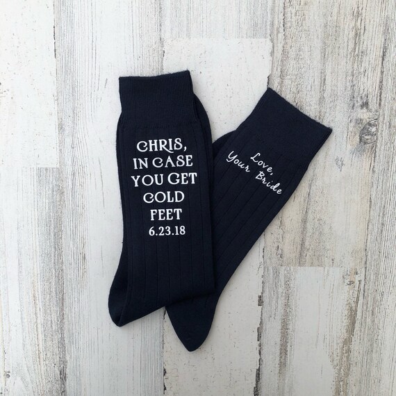 Sole Mates - Babe, In Case You Get Cold Feet Customizable Socks for the Wedding Day - Groom Gift from Bride - Funny Groom Gift