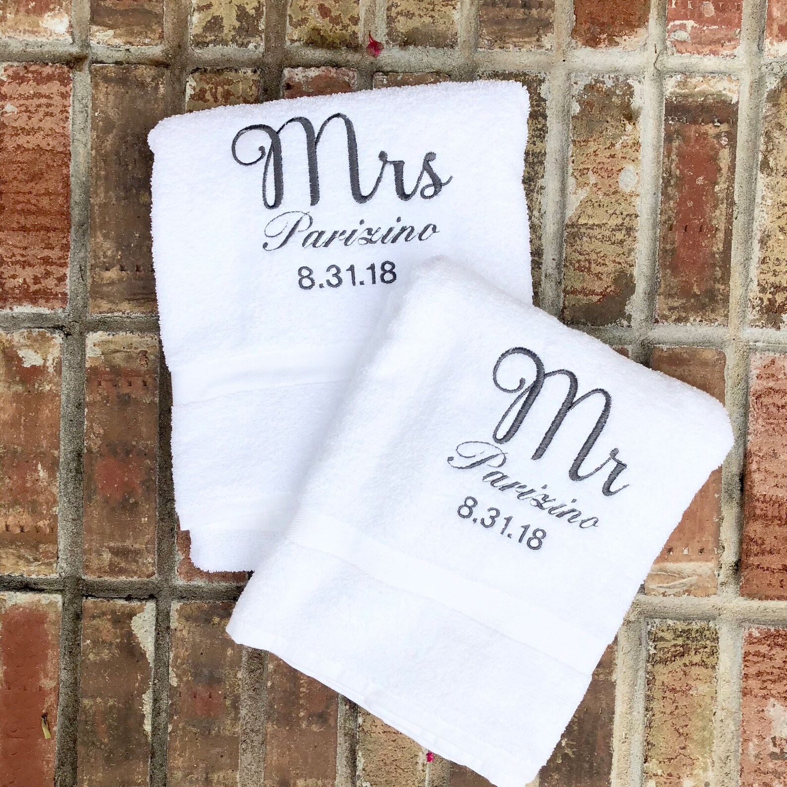 Mr and Mrs Towels Embroidered Bath Towels With Name and Etsy