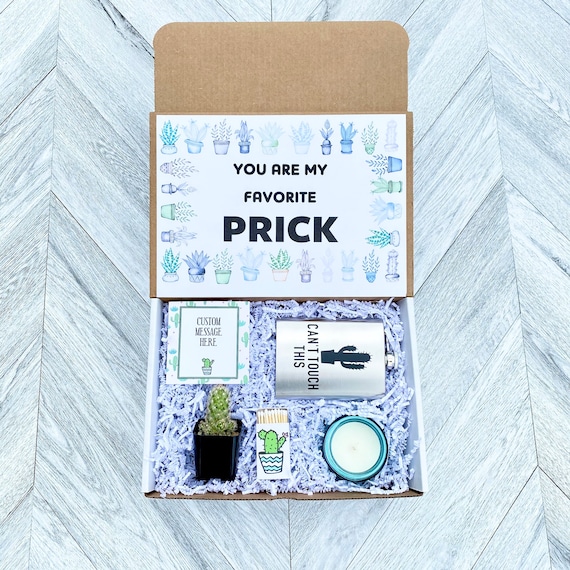 Cactus Gift Box: Funny Prickly Plant Set with Flask & Candle