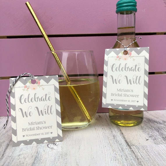 Customizable Wine Bottle Favor Tags: Bridal Shower, Wedding