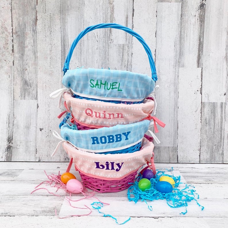 Easter Basket liner Embroidered with name Easter Basket Etsy