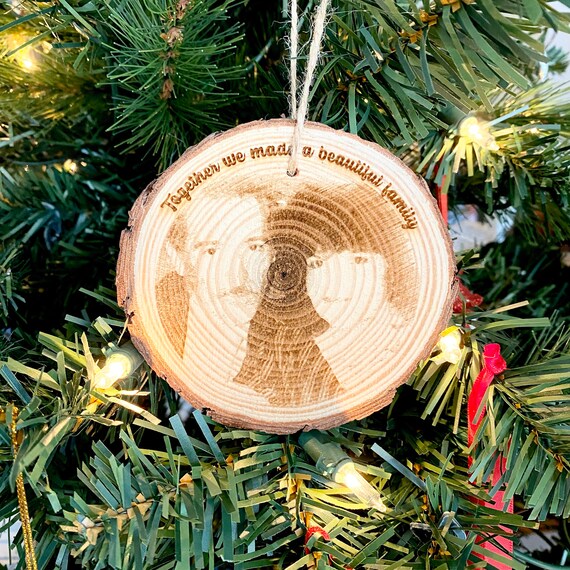 Personalized Wood Engraved Photo Ornament: Family Keepsake