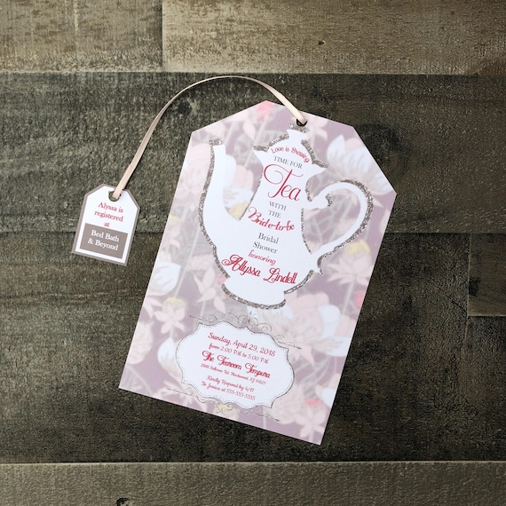 Tea Party Bridal Shower Invitations: Tea Bag Design, Customizable