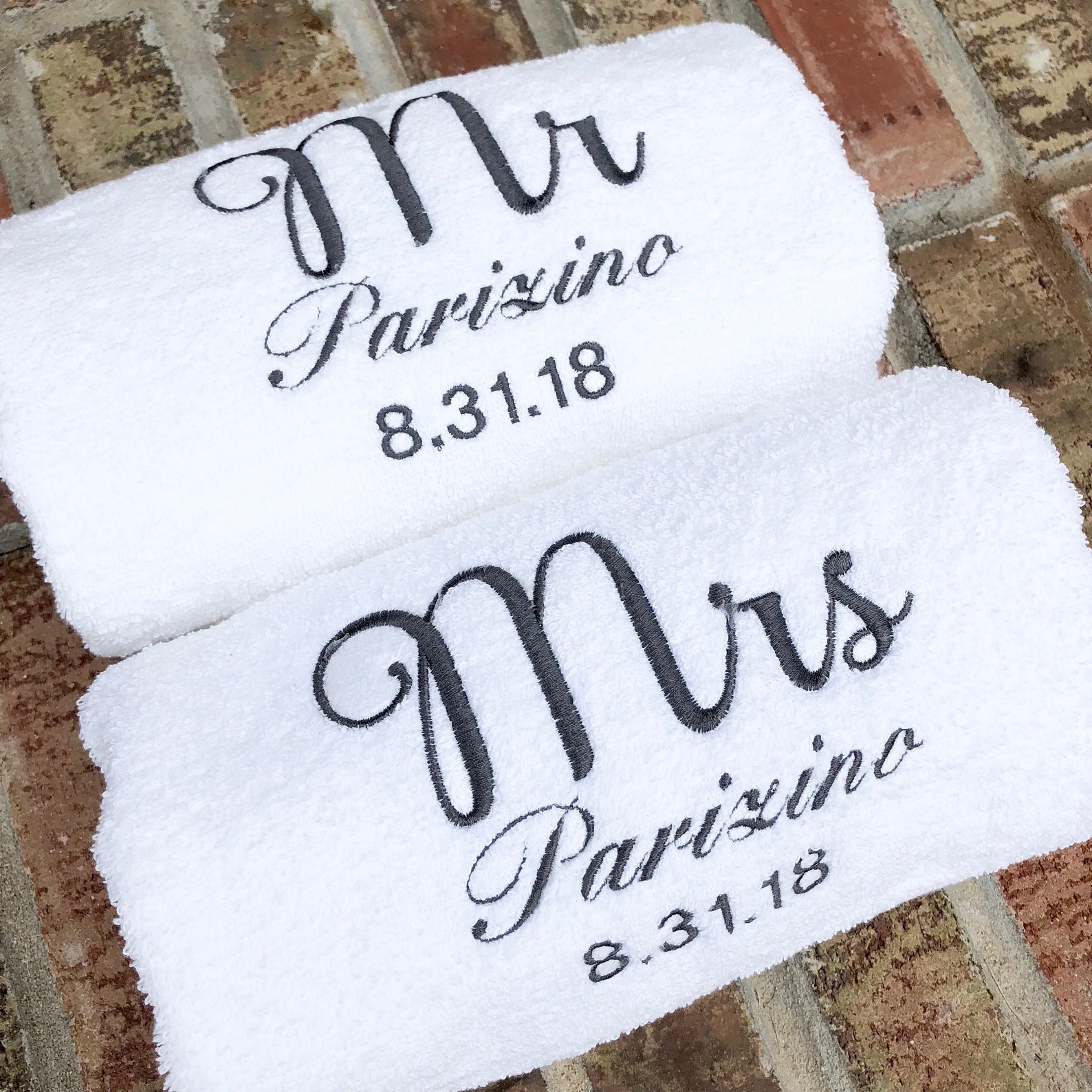 Mr and Mrs Towels Embroidered Bath Towels With Name and Etsy