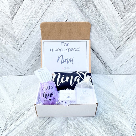 Personalized Nina Gift Box: Wine Glass, Tank Top & Birthstone Bracelet