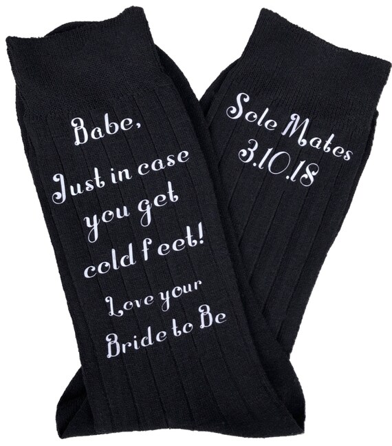 Sole Mates - Babe, In Case You Get Cold Feet Customizable Socks for the Wedding Day - Groom Gift from Bride - Funny Groom Gift