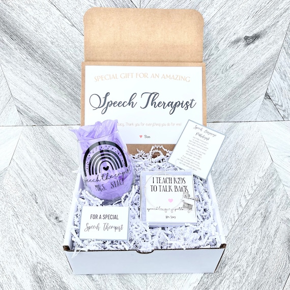 Personalized Speech Therapist Gift Box: Teacher Wine Glass & Bracelet