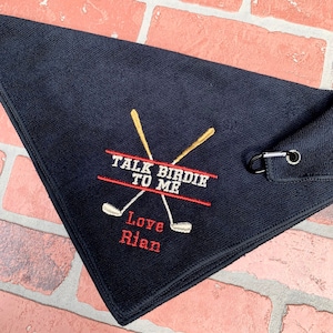 Golf Towel - Personalized Embroidered Golf Towel - talk birdie to me - Fathers Day Golf Towel - Fathers Day Gift