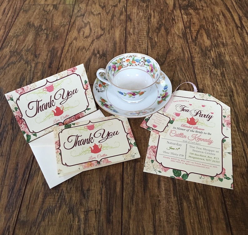 Set of Tea Party Thank You Cards Etsy