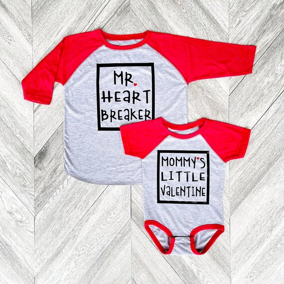 Toddler Valentine Shirt: Red Raglan Sleeve, Mr. Heart Breaker